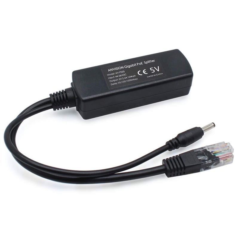 ANVISION 2-Pack 5V Gigabit PoE Splitter, 48V to 5V 2.4A Adapter, Plug 3.5mm x 1.35mm, 5.5mm x 2.1mm Connector, IEEE 802.3af Compliant, for IP Camera and More - Image 4